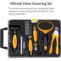 Friends Forever 6 in 1 Professional Pet Grooming Kit Box - Cats Dogs Nail Clippers & File, Wire Dog Brush/Slicker Brush, Deshedding Tool, Dematting Comb, Undercoat Rake …, SYNC66-0047UPC