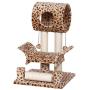 Catry Leopard Print Cat Tree Condo House, 18'' x 18'' x 28'', Brown