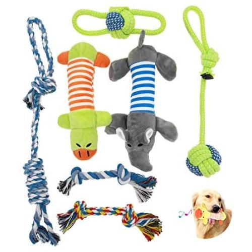 Hestarpet Dog Rope Toy for Puppies, 5 Pcs Pet Interactive Chewing Rope Ball Toys, Natural Cotton Chew Toys for Small Medium Dog Puppy Training Playing Teeth Cleaning