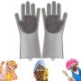 Pet-Grooming-Gloves for Bathing & Hair-Removal, Dog and Cat Brush Bath-Scrubber Glove, Pets Silicone Scrubbing Gloves for Shedding, Pet Shower Attachment Supplies for Anti-Bite & Anti-Scratch