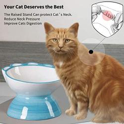 Jemirry Raised Cat Bowls, Elevated Ceramic Cat Dish Food Bowl Pet Feeder, Ceramic Pet Food Bowl for Flat-Faced Cats,Small Dogs