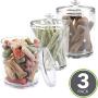 mDesign Tall Plastic Pet Storage Canister Jar with Lid - Holds Dog/Puppy Food, Treats, Toys, Medical, Dental and Grooming Supplies - Medium - 3 Pack - Clear