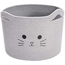 Geyecete cat Toy Box Storage Cotton Rope Pet Toy Storage Basket for cat Toys Perfect Bin for Cat Toys and Accessories
