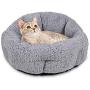 FURTIME Small Dog Bed & Cat Bed, Round Cat Beds for Indoor Cats, Ultra Soft Washable Plush Calming Dog Bed, Self Warming Kitten Puppy Bed with Anti-Slip Bottom, High Walls Design (Standard(20''), Grey)