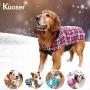 Kuoser Cozy Waterproof Windproof Reversible British Style Plaid Dog Vest Winter Coat Warm Dog Apparel for Cold Weather Dog Jacket for Small Medium Large Dogs with Furry Collar (XS - 3XL)
