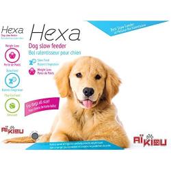 Aïkiou Slow Feed Dog Bowl. Hexa Maze Design Stops Bloat. for Small to Large Dogs. Helps Keep, Slim and Active!