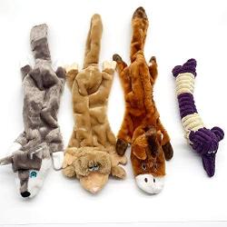 Jalousie 5 Pack Dog Squeaky Toys Three no Stuffing Toy and Two Plush with Stuffing for Small Medium Large Dog Pets New (Combo B)