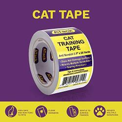 ATack Cat Anti-Scratch Training Tape, Residue-Free and Removable, Clear, 2.5-Inches x 20 Yards, Kitty Scratch Deterrent, Prevention Tape and Protector for Leather Couch, Furniture, Door