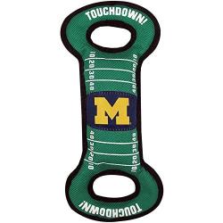 Pets First NCAA Football Field Dog Toy with Squeaker. - Michigan Wolverines - for Tug, Toss, and Fetch. - Tough & Durable PET Toy