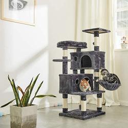 SUPERJARE Cat Tree Condo Furniture with Scratching Posts, Plush Cozy Perch and Dangling Balls, Multi-Level Kitten Tower