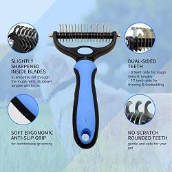 Dog Brush Double Sided Pet Grooming Brush + Pet Nail Clippers, SZXBGGU Shedding and Dematting Undercoat Rake Comb for Dogs and Cats