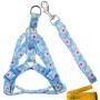 Wiz BBQT Adjustable Breakaway Flower Printed Dog Cat Pet Harness and Leash Set for Dogs Cats Pets