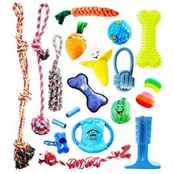 Pacific Pups Products supporting PacificPupRescue.com - 18 Piece Dog Toy Set with Dog Chew Toys, Rope Toys for Dogs, Plush Dog Toys and Dog Treat Dispenser Ball - Supports Non-Profit Dog Rescue