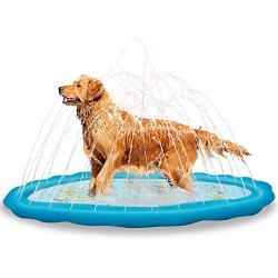 Pet Soft Splash Sprinkler Pad - Thicken Dog Sprinkler 59'' for Puppies and Large Dogs, Durable Pet Kids Dogs Swimming Bathtub Pool, Summer Fun Water Toys Large