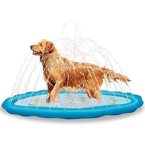 Pet Soft Splash Sprinkler Pad - Thicken Dog Sprinkler 59'' for Puppies and Large Dogs, Durable Pet Kids Dogs Swimming Bathtub Pool, Summer Fun Water Toys Large