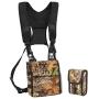TIDEWE Bino Harness with Rangefinder Pouch & Rain Cover, Durable Lightweight Portable Binocular Pack, Comfortable Large & Small Bino Chest Harness for Hunting, Hiking (Realtree Edge Camo & Brown)