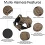 Working Dog MOLLE Vest with Handle Military No Pull Adjustable Service Vest for Large Medium Dogs with 2 Metal Buckles, No Pulling Front Leash Clip, Hook & Loop for Dog Patch