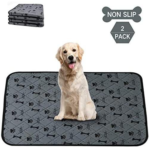 2 Pack Non-Slip Washable Dog Pee Pads,Waterproof Puppy Pee Pads,Puppy Potty Training Pads, Dog Whelping Pad,Waterproof,Reusable,Quick Dry,Anti-Tear Pet Bed Mat for Playpen,Crate,Kennel,35''x23''