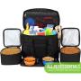 Kundu Cat & Dog Travel Bag - Includes 2 Food Carriers, 2 Bowls & Place Mat - Airline Approved - Black