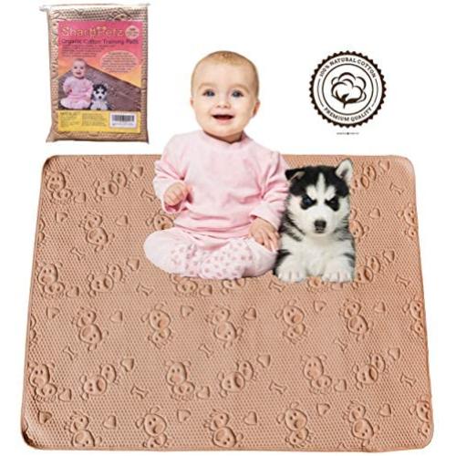 SharpStuff Reusable Potty Training Pee Pads for Puppy Dog Pet & Baby Washable Organic Cotton Waterproof 2pk Large (27''x35'') Mats for Housebreaking Whelping Travel & Incontinence Bed Mattress Protector