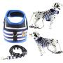 Wiz BBQT Dog Cat Puppy Pet Harness Vest and Leash Set for Walking Blue and White Navy Striped Sailor Anchor Style