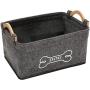 Brabtod Felt pet Toy Box and Dog Toy Box Storage Basket with Wood Handle, Perfect for organizing pet Toys, Blankets, leashes and Food