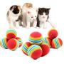 10 Pcs Cute Rainbow Toy Ball Small Dog & Cat Pet Eva Toys Golf Practice Balls