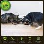 Iconic Pet Dog or Cat Stainless Steel Double Diner Elevated Bowl Set with Heavy Duty Bone Shaped Rim