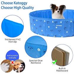 Katoggy Foldable Dog Pet Bath Swimming Pool Collapsible PVC Bathing Tub Portable Folding Wash Tub, Extra-Tough, Anti-Scratch, Easy to Drain, Anti-Slip Kiddie Pool for Large Dogs and Kids