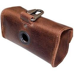 Hide & Drink, Durable Extra Large Leather Dog Poop Bag Dispenser, Fits Extra Bag Rolls, Treats or Keys, Dog Walker Essentials, Brass Metal Clip, Handmade :: Bourbon Brown