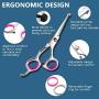 Dog Grooming Scissors 6PCS, Stainless Steel with Safety Round Tip Thinning Straight Curved Shears and Combing Kit for Cat Pet