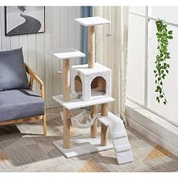 HENGFU Cat Kitten Tree Activity Centre Climbing Tower Stable with Sisal Scratching Post Condo Hammock Cat Scratcher Play Toy