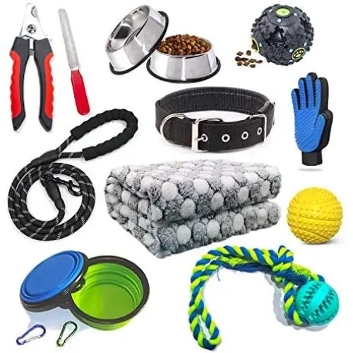 Puppy Starter Kit 12 Piece Dog Accessories Supplies for Small Dogs Includes:Dog Toys/Dog Bed Blankets/Dog Clippers for Grooming/Puppy Training Supplies / Dog Leashes