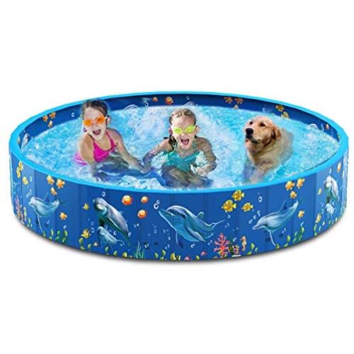 Dycsin Dog Pool Foldable Hard Plastic PVC Swimming Bath Pet Pool for Large Dogs Kiddie Outdoor Portable Collapsible Pool