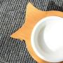 SAsagi Bamboo Porcelain Double Cat Bowl,Dog Cat Food Water Container Premium Double Feeder for Cats Dogs Pets