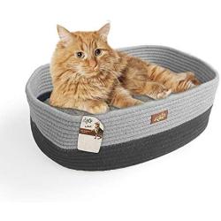 ALL FOR PAWS Oval Cat Bed with Special Weaving Design, Super Soft Durable Pet Bed with Firm Breathable Cotton for Cats and Small Dogs