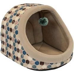 Cozy Pet Hooded Cat Bed with Play Toy