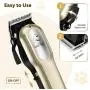OMORC Dog Clippers with 12V High Power for Thick Coats, Professional Heavy Duty Dog Grooming Kit, Plug-in & Quiet Pet Clippers with 8 Comb Guides, 1 Scissor, 1 Comb, 1 Cleaning Brush
