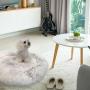 Richgra Donut Pet Beds, Cuddler Round Dog Bed, Faux Fur Ped Beds for Cat and Small Dog, Cozy Cat Cushion Bed, Improved Sleep Self Warming Indoor Round Dog and Cat Bed (23”x 23”, Grey)