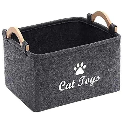 Geyecete CAT Toys Storage Bins - with Wooden Handle, Pet Supplies Storage Basket/Bin Kids Toy Chest Storage Trunk-CAT Geyecete CAT Toys Storage Bins - with Wooden Handle, Pet Supplies Storage Basket/Bin Kids Toy Chest Storage Trunk-CAT