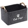 Geyecete CAT Toys Storage Bins - with Wooden Handle, Pet Supplies Storage Basket/Bin Kids Toy Chest Storage Trunk-CAT