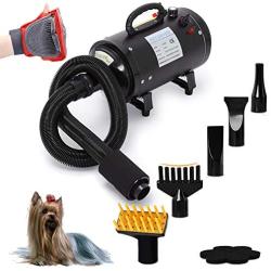 Free Paws Dog Dryer 4.0 HP 2 Speed Adjustable Heat Temperature Pet Dog Grooming Hair Dryer Blower Professional with 5 Different Nozzles and a Shower Massage Glove