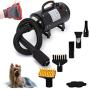 Free Paws Dog Dryer 4.0 HP 2 Speed Adjustable Heat Temperature Pet Dog Grooming Hair Dryer Blower Professional with 5 Different Nozzles and a Shower Massage Glove