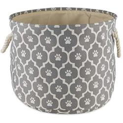 Bone Dry 6192 Pet Storage Collection Lattice Paw Print, Large Round, Gray