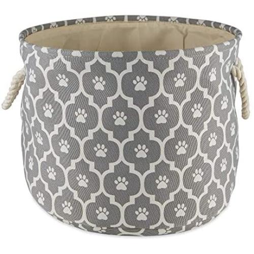 Bone Dry 6192 Pet Storage Collection Lattice Paw Print, Large Round, Gray