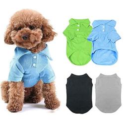 TOLOG 4 Pack Dog T-Shirt Pet Summer Shirts Puppy Clothes for Small Medium Large Dog Cat，Soft and Breathable Cotton Outfit Apparel