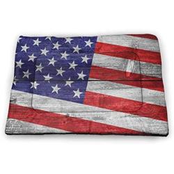 USA Pad Pet Fourth of July Independence Day Traditional Abstract Square Forms Illustration Rectangle Mat for Dogs and Cats Indigo Red White