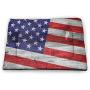 USA Pad Pet Fourth of July Independence Day Traditional Abstract Square Forms Illustration Rectangle Mat for Dogs and Cats Indigo Red White