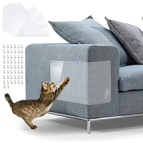 IN HAND Furniture Scratch Guards, X-Large Premium Flexible Vinyl Cat Couch Protector Guards with Pins for Protecting Your Upholstered Furniture, Cat Scratch Deterrent Pad, 18'' L X 12'' W IN HAND Furniture Scratch Guards, X-Large Premium Flexible Vinyl Cat Couch Protector Guards with Pins for Protecting Your Upholstered Furniture, Cat Scratch Deterrent Pad, 18'' L X 12'' W