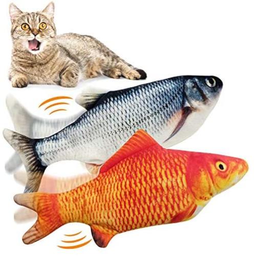 WONDAY Floppy Fish Cat Toy-Interactive Cat Toy-Realistic Plush Simulation Fish Cat Toy-Electric Fish Catnip Toys- Funny Pets Chew Bite Supplies for Cat, Kitty, Puppy, Kitten